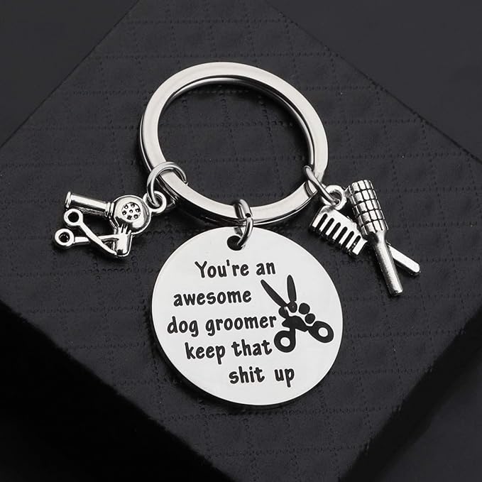 WSNANG Dog Groomer Gift You're an Awesome Dog Groomer Keychain Pet Groomer Gift Thank You Gift