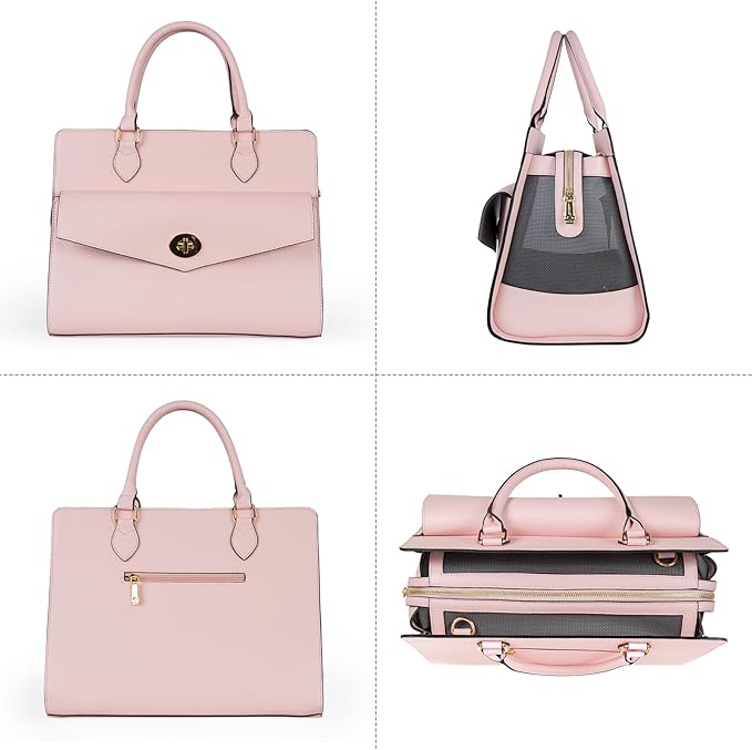 Stylish Pet Carrier Purse Leather Bag for Small Dogs Cats Puppy,Airline Approved Soft-Sided Carriers (Pink)