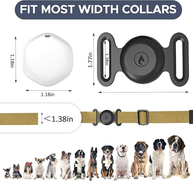 GPS Tracker for Dogs, Mini GPS Cat Tracker, Dog Tracking tag with Holder, No Monthly Fee,Work with Apple Find My(iOS Only),Dog Tracking Device,Anti-Lost,Finder Tag for Vehicles/Pets/Kids/Items (Black)