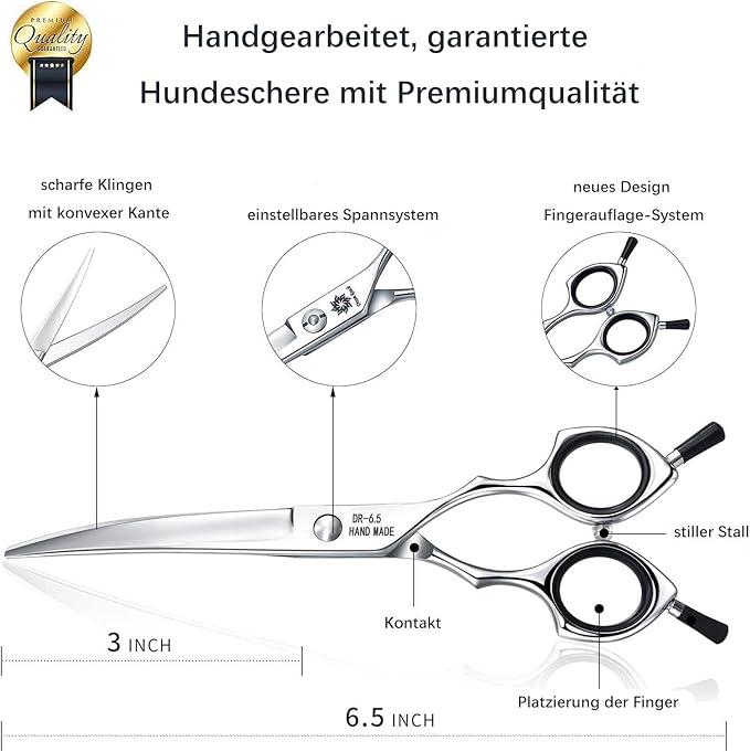Grooming Pet Shear, 6.5 Inch Downword Curved Scissors, Curved Shears for Cat Shears and Small Dog Shears Or Any Breed Trimming Cuts, Design for Professional Pet Groomer