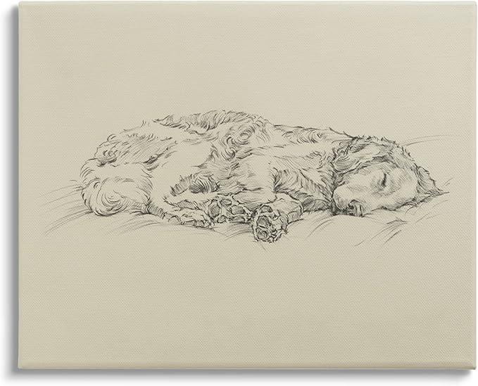 Stupell Industries Serene Dog Sleep Soft Cushion Monochrome Sketch Portrait, Design by Ethan Harper