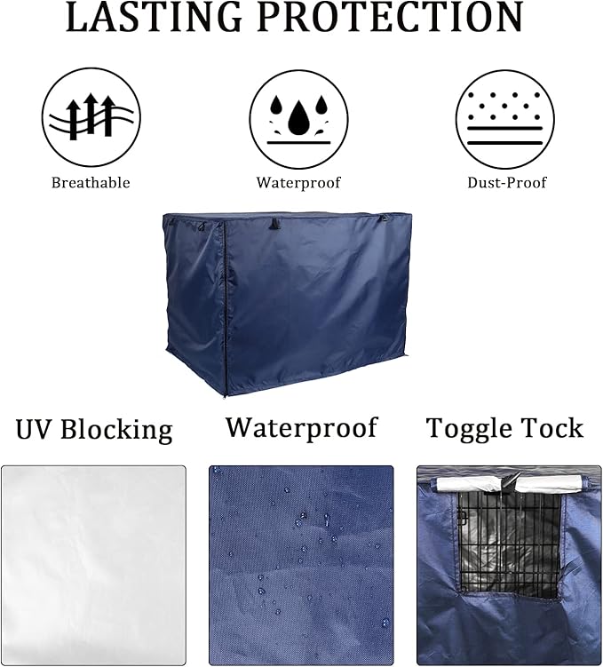 Medibot Dog Crate Cover 48 inch - Double Door, Dog Kennel Indoor, Waterproof Dog Kennel Cover with Air Vent Window, for Indoor/Outdoor Most Wire Dog Crate(Navy Blue)