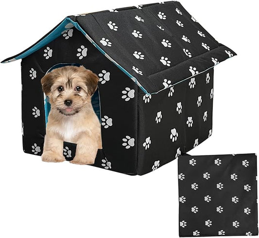 Soft Waterproof Dog House with Pad Pets Foldable Cool Cave Sleeping Bed for Dogs Cats Hamster Small Animal House All Weather Black