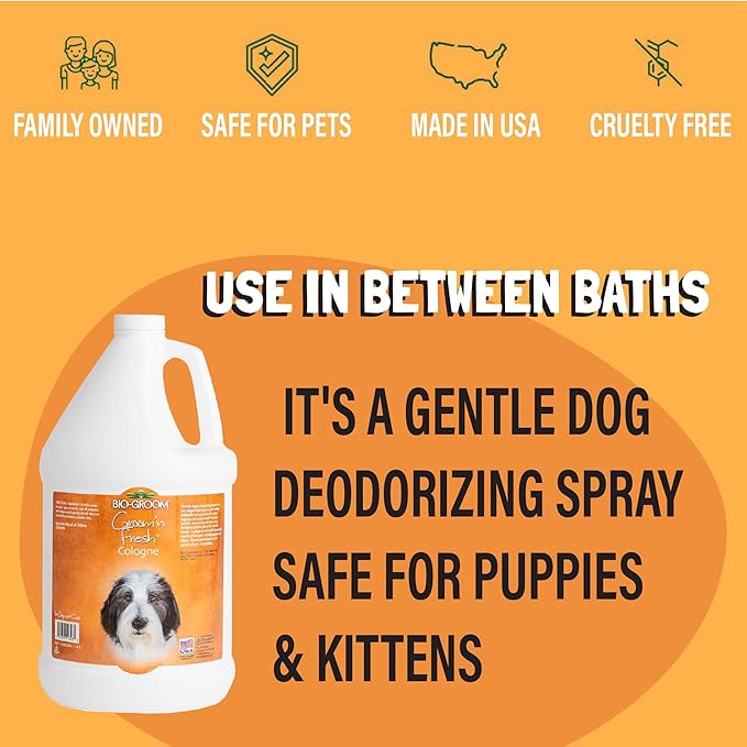 Bio-Groom Groom'n Fresh Dog Cologne - Dog Perfume, Dog Bathing Supplies, Puppy Cologne, Dog Wash, Cat & Dog Grooming Supplies, Cruelty-Free, Made in USA - 32 fl oz 1-Pack
