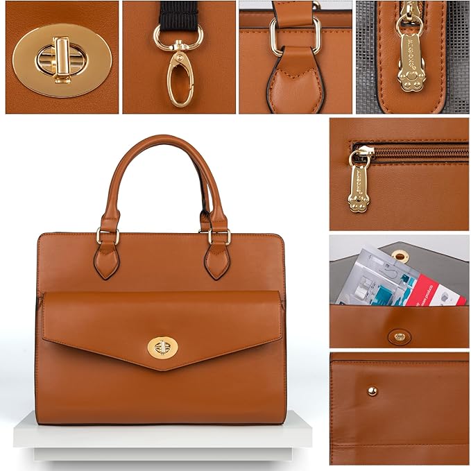 Stylish Pet Carrier Purse Leather Bag for Small Dogs Cats Puppy,Airline Approved Soft-Sided Carriers (Brown)