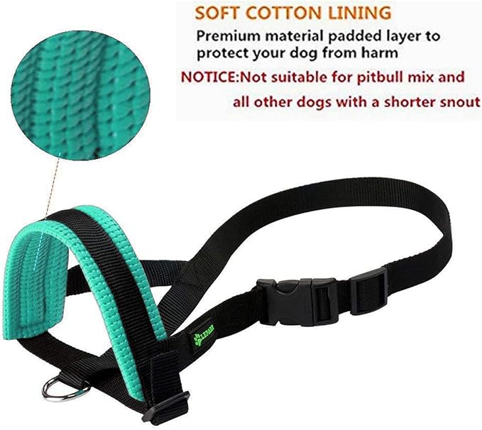 Lepark Nylon Dog Muzzle for Small,Medium,Large Dogs Prevent from Biting,Barking and Chewing,Adjustable Loop(M/Green)