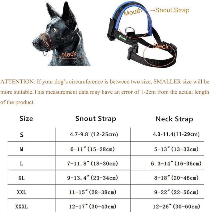 Nylon Dog Muzzle for Small,Medium,Large Dogs Prevent from Biting,Barking and Chewing,Adjustable Loop(XXXL/Black)