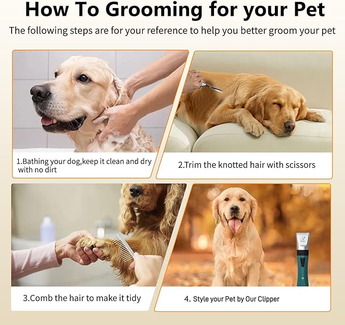 Dog Clippers for Grooming Low Noise, Rechargeable, Cordless, YSpetclp Pet Shaver for Matted Hair, Quiet Animal Trimmer Pet Hair Thick Coats Clippers, Suitable for Dogs, Cats, Rabbits and Other Pets