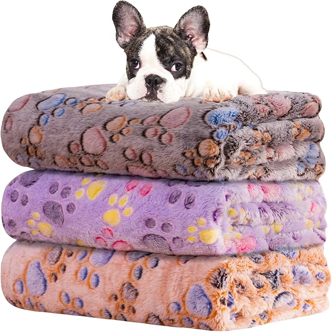 Dog Blankets for Dogs, Large Blanket Medium Blanket Dog Cat Soft Fuzzy Blankets Washable,Comfort Flannel,Fuzzy Soft Blankets for Dogs,Pet Blanket,Reversible Cow Print,41 x 31 inch,Dark Blue