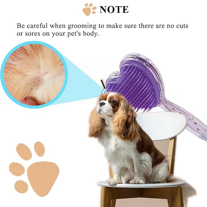 Small Dog Brush, Soft Dog Brush for Shih Tzus, Yorkies, Maltipoos, Maltese , Love Shape Puppy Massaging Hair Brush, Cat Brush, for Small Dogs Cats Rabbits of All Hair Types (Purple)