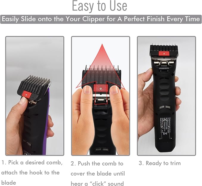 Professional A5 Style Animal Clipper Stainless Steel Color-Coded Snap-on Attachment Guard Guide Comb, 1/8"-1" Compatible with Wahl KM Series Oster A5 Andis Detachable Blade Pet Groomers (#1 - 1/8")