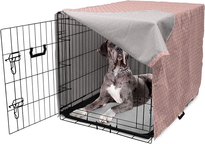 Lunarable Damask Dog Crate Cover, Victorian Ornate Feminine Pattern Old Fashioned Repeated Curly Floral Leaves, Easy to Use Pet Kennel Cover for Medium Large Dogs, 48 Inch, Beige Rose
