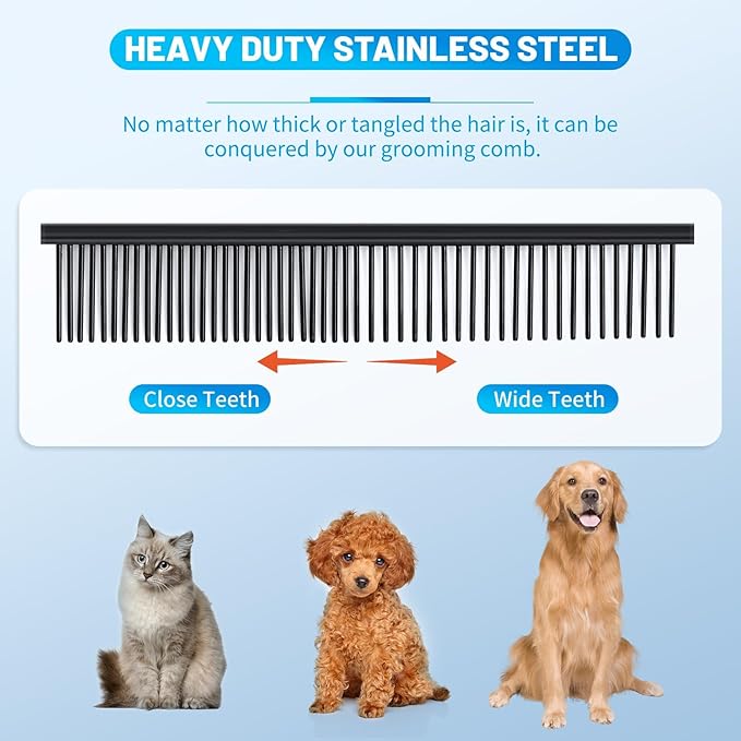 Dog Grooming Kit, 5-in-1 Titanium-plated Stainless Steel Dog Grooming Scissors, Dog Scissors for Grooming with Safety Round Tip, Dog Shears for Grooming & Cats, Sharp & Durable Cat Grooming Kit