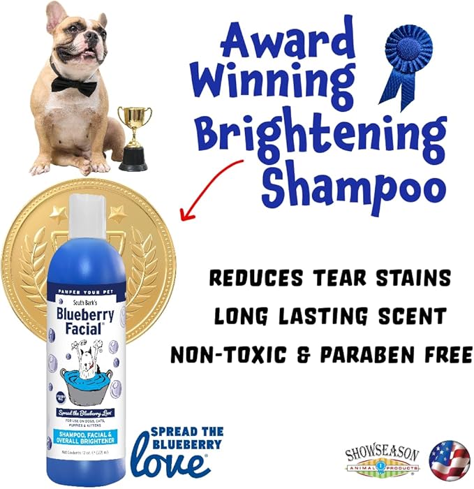 Combo Pack: Blueberry Facial® Shampoo & Blueberry-Clove Conditioner | Dogs & Cats | Combo Pack (2-12 oz.) Bottles | Brightener & Tear Stain Remover | Lasting Odor Eliminator | Adds Moisture