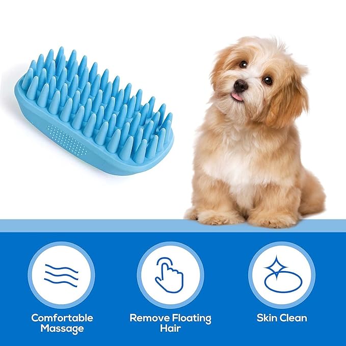 Dog Bath Brush Scrubber Pet Bath Brush Puppy Dog Soap Scrubber for Short Long Haired Dogs and Cats Grooming Cleaning