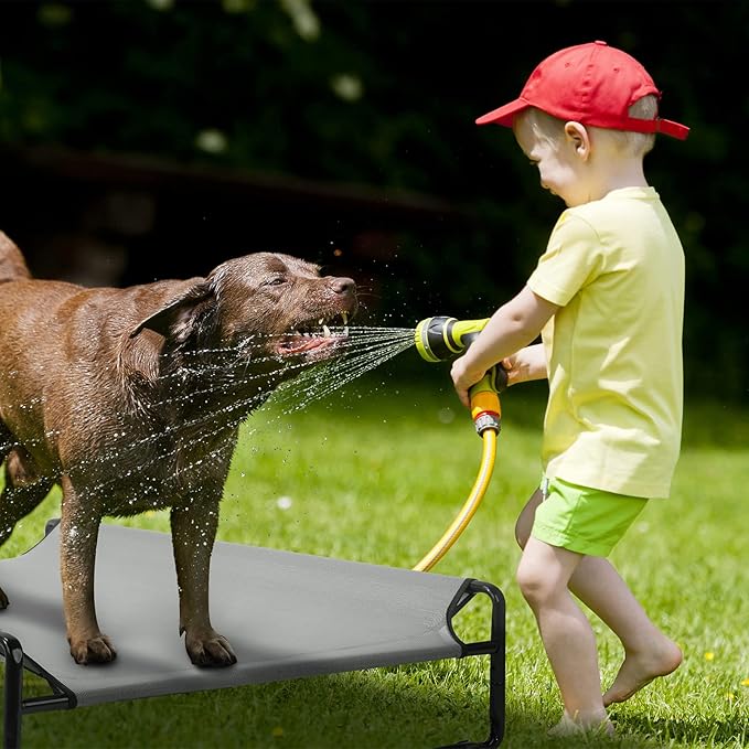 Veehoo Original Cooling Elevated Dog Bed, Outdoor Raised Dog Cots Bed for Large Dogs, Portable Standing Pet Bed with Washable Breathable Mesh, No-Slip Feet for Indoor Outdoor, Large, Beige Coffee