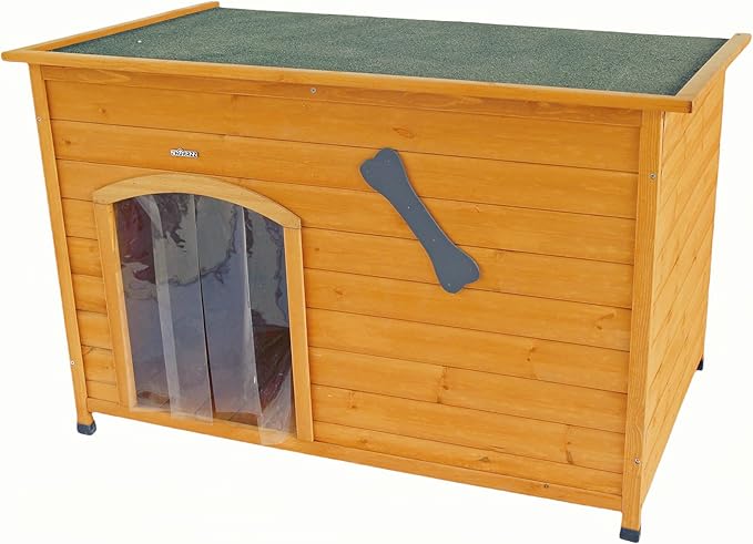 Wooden Doghouse for Small, Medium, Large Dogs, Waterproof, Outdoor/Indoor Kennel,Puppy Shelter with Elevated Floor (Natural, M)