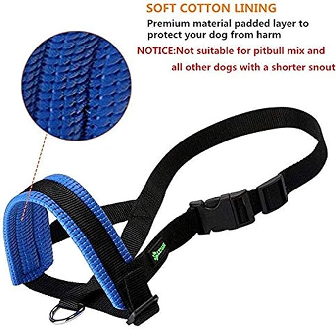 Nylon Dog Muzzle for Small,Medium,Large Dogs Prevent from Biting,Barking and Chewing,Adjustable Loop(S/Blue)