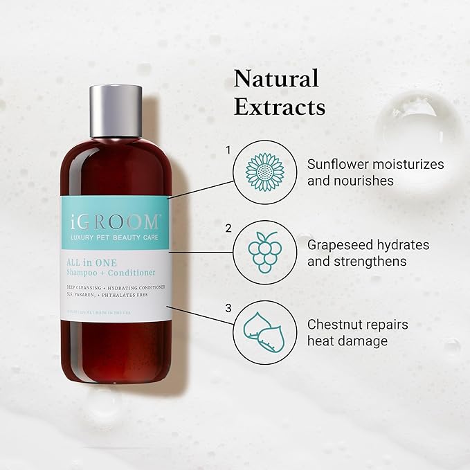 iGroom All-in-One Dog Shampoo + Conditioner, Luxury Pet Beauty Care, Deep Clean All Coat Types, Hydrate and Condition Coat, Made in The USA, Gallon
