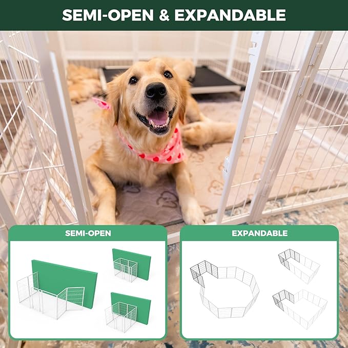 FXW Homeplus Dog Playpen for Indoor Use - Stress-Free and Safe Play, Heavy Duty 24 Inch 12 Panels Dog Pen for Puppies & Small Dogs, White│Patented