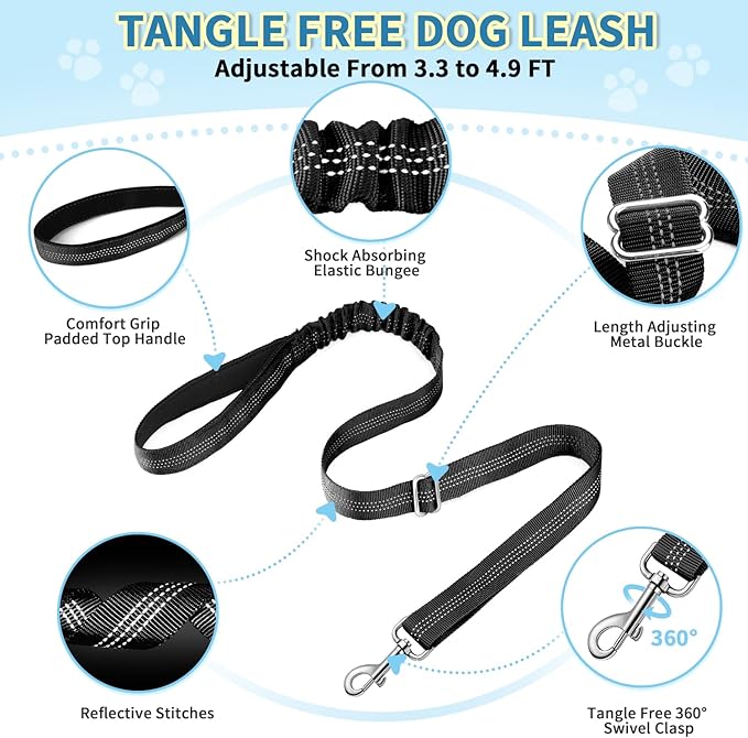 SlowTon No Pull Small Dog Harness and Leash Set, Puppy Soft Vest Harness Neck & Chest Adjustable, Reflective Lightweight Harness & Anti-Twist Pet Lead Combo for Small Medium Dogs(B,L)