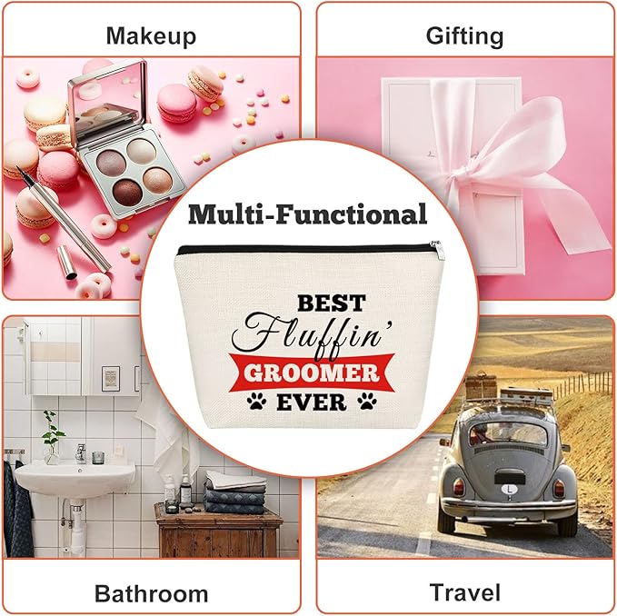 Thank You Gift Dog Groomer Gift for Women Pet Groomer Gift for Dog Stylist Makeup Bag Dog Hairdresser Cosmetic Bag Dog Groomer Gift for Dog Grooming Hair Stylist Best Groomer Ever Gift for Dog Salon