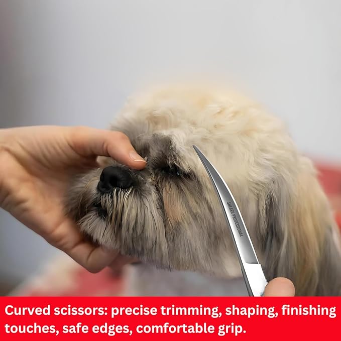 Grooming Curved Shear, Dog Scissors for Grooming, No Stabbing 6.5 Inch Curved Blade for Pets Paws & Face