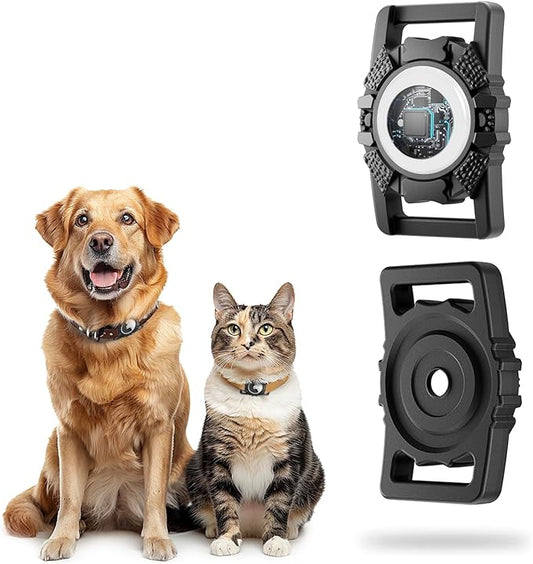 Smart Pet Locator, Dog/Cat Tracker with Collar Holder, Smart Tag for Seamless Location Tracking, Bluetooth Tracker Locator Pairs with Apple Find My (iOS only), 400ft Range Smart Tracker Tags, Black