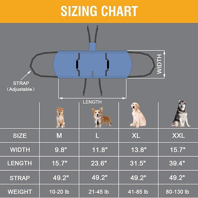 Dog Carry Sling, Emergency Backpack Pet Legs Support & Rehabilitation Dog Lift Harness for Nail Trimming, Dog Carrier for Senior Dogs Joint Injuries, Arthritis, Up and Down Stairs(L, Black)