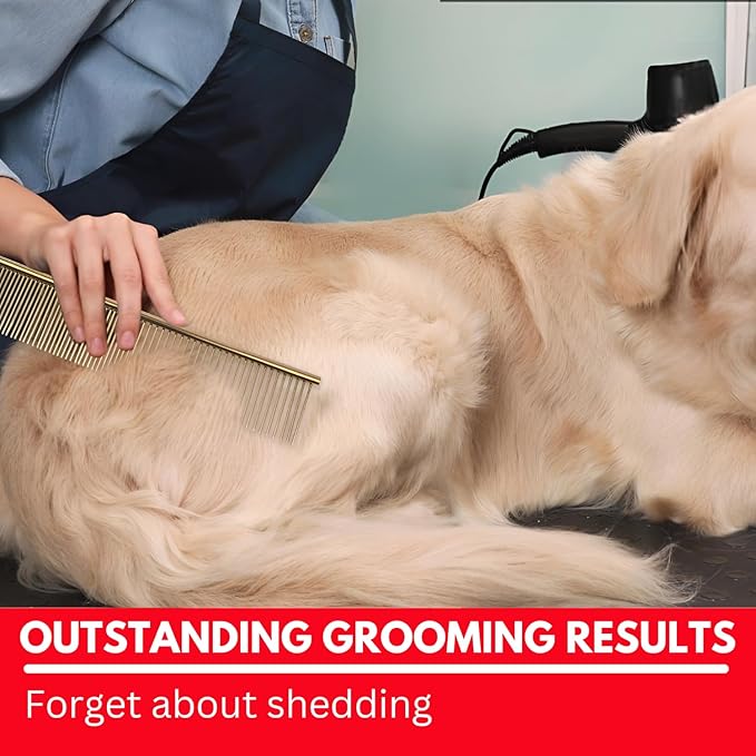 Pet Steel Comb Shears Professional Pet Grooming Comb Premium Stainless Steel Dematting Tool with Rounded Teeth for Dogs & Cats Best for Removing Knots,Tangles,Perfect for Long & Short Haired Pets
