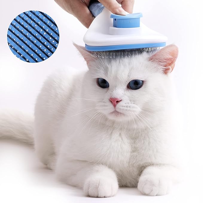 Pet Grooming Brush, Self Cleaning Slicker Brush for Dogs, Cats, Bunnies, Removes Loose Undercoat, Massaging Tool for Long or Short Hair