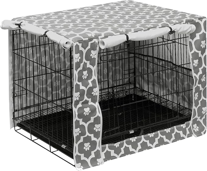 Dog Crate Cover for Wire Crates, Heavy Nylon Durable Waterproof Windproof Pet Kennel Cover Indoor Outdoor Protection - Cover only - GrayPaw - Xlarge, 42-Inch
