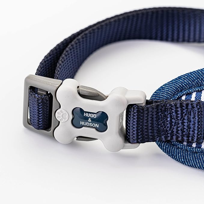HUGO & HUDSON Dog Harness No-Pull Anti Choke Adjustable Padded Pet Vest, Navy Striped, XS