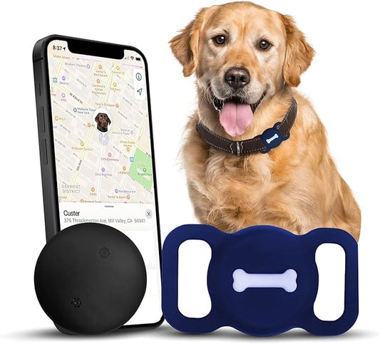 Smart Pet Tracker, Dog Tracker with Collar Holder, Smart Tag for Seamless Location Tracking, Work with Find My, Not GPS Tracker (Blue)