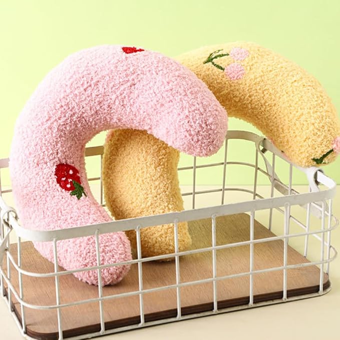 Pet Small Pillows for Small Dogs Cat U-Shaped Puppy Neck Pillow for Indoor Improve Relief Sleeping Machine Washable (Yellow)