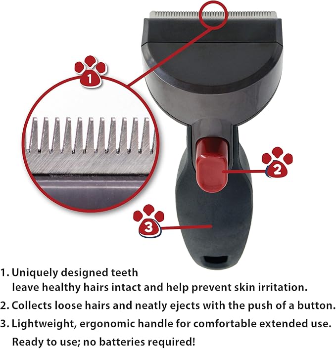 Penn-Plax ComfyGroom Deshedding Brush - for Dogs or Cats – Quick and Easy Grooming | Comfortable for Your pet and Easily Comb Out Excess pet Hair | Simple Push Button Disposable Makes Clean up a snap
