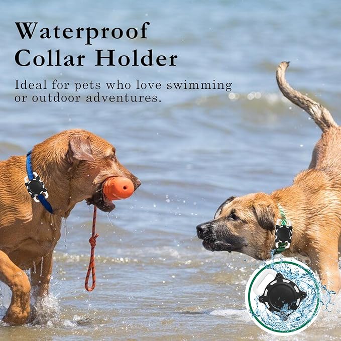 Smart Dog Tracker, Pet Location Tracker with Collar Holder for Dogs, Item Finder MFi Certified, Bluetooth Pet Tracker, No Monthly Fee, Works with iOS Find My (Black and White)