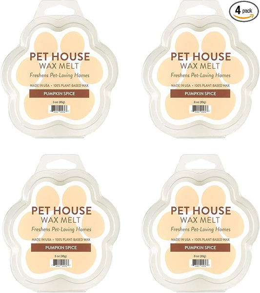 One Fur All Pet House Wax Melts - Pumpkin Spice Pack of 4 - Odor Eliminating, Long-Lasting Scented Wax Melts - Natural, Pet-Friendly