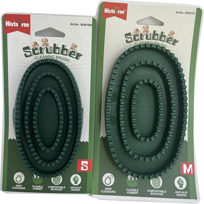 Pet Grooming Brush Set, 2 PCS, Rubber Massage Comb with Adjustable Handle for Dogs and Cats (Green&Green)