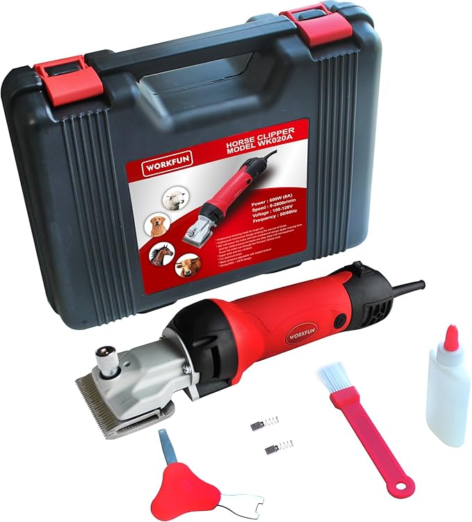 Professional Horse Clippers 600W, 6 Speed Adjustable Grooming Clippers for Horse, Horse Trimmer Shaver Kit for Horse, Goat, Cattle, Pony and Large Thick Coat Animals