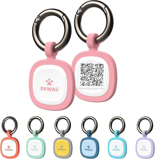 Pawaii QR Code Pet ID Tag, Dog Tag with QR Code, Silent Silicone Dog ID Tag, Modifiable Pet Online Profile, Free Online Pet Page Emergency Contact, 1Pack (Pink)
