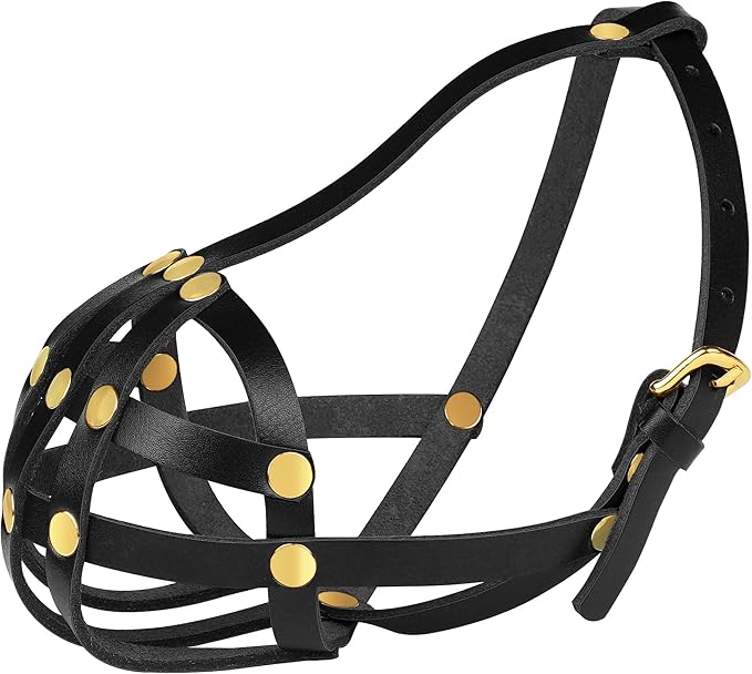 OOPSDOGGY French Bulldog Dog Muzzle for Short Snout Dog - Leather Breathable Secure Basket Muzzle for Frenchie Prevents Biting No Chewing Adjustable (Black, Size 2 - French Bulldog)