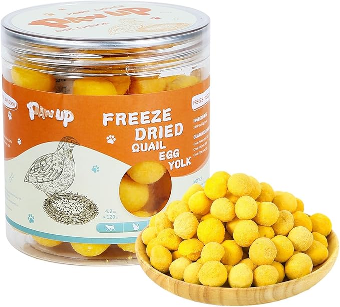Freeze Dried Quail Egg Yolk Pet Treats, Freeze-Dried Pet Food for Dogs, Cats, Pure Fresh Ingredient, 4.2 oz, Rawhide Free, Gluten&Grain Free