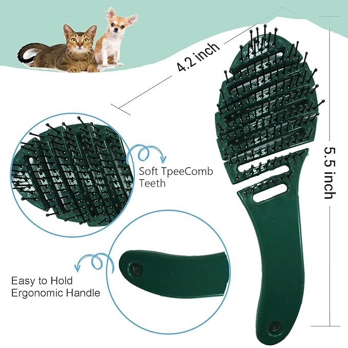 Small Dog Grooming Brush - Perfect for Shih Tzus, Yorkies, and Maltipoos - Ideal Puppy Hair Brushes for Maltese and Small Breeds (Dark Green)