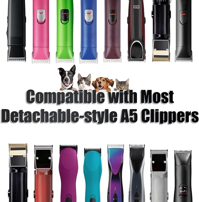 3 Packs 30# Detachable Dog Grooming Steel Blades,Compatible with Andis,Oster A5,Wahl KM-10 Series,Cut Length 1/50" 0.5MM (Black)