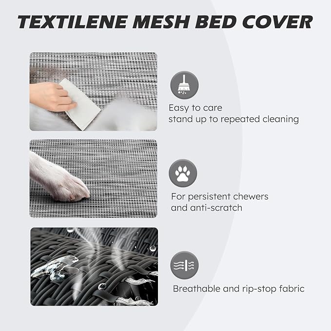 Cooling Elevated Dog Bed, Raised Dog Bed with Washable Breathable Mesh and Metal Frame, Portable Dog Cot Bed with No-Slip Feet for Outdoor and Indoor Use