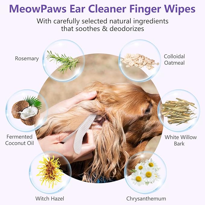 Dog Teeth Cleaning Wipes and Ear Wipes 240 Counts Gift Packaging, Pet Dental Finger Wipes for Dogs and Pet Ear Cleaner Finger Wipes, Gently Remove Ear Wax and Reduces Plaque, Freshen Breath