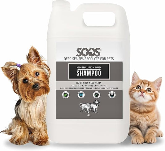 Soos Pet Mineral Rich Mud Dog and Cat Shampoo Natural Dead Sea Minerals Fast Absorbing Natural Ingredients - 1x (4L Gallon)