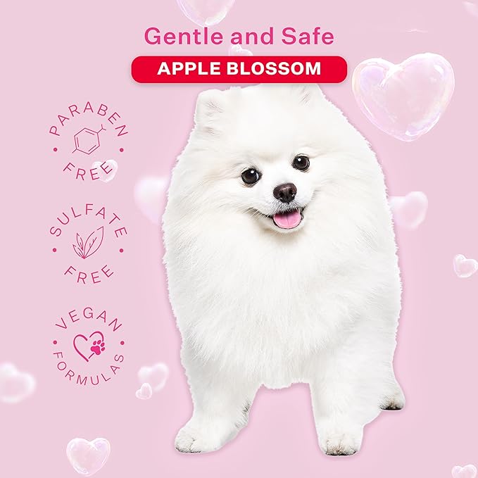 Paris Hilton Dog Shampoo - Sweet Floral Apple Blossom Scent, Sulfate-Free Vegan & Hypoallergenic for All Dog Breeds, with Oatmeal & Aloe for Healthy Coats & Salon-Quality Grooming, 16oz (480ml)