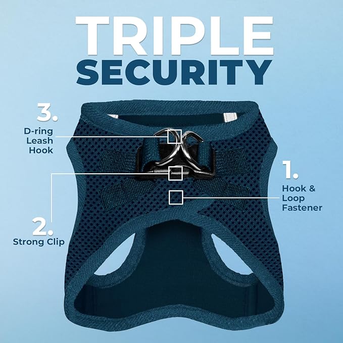 Voyager Step-in Air Dog Harness - All Weather Mesh, Reflective, No Pull Harness for Small, Medium Dogs, Cats - Secure with Hook & Loop Fastener, Buckle, Double D-Rings - Blue, M
